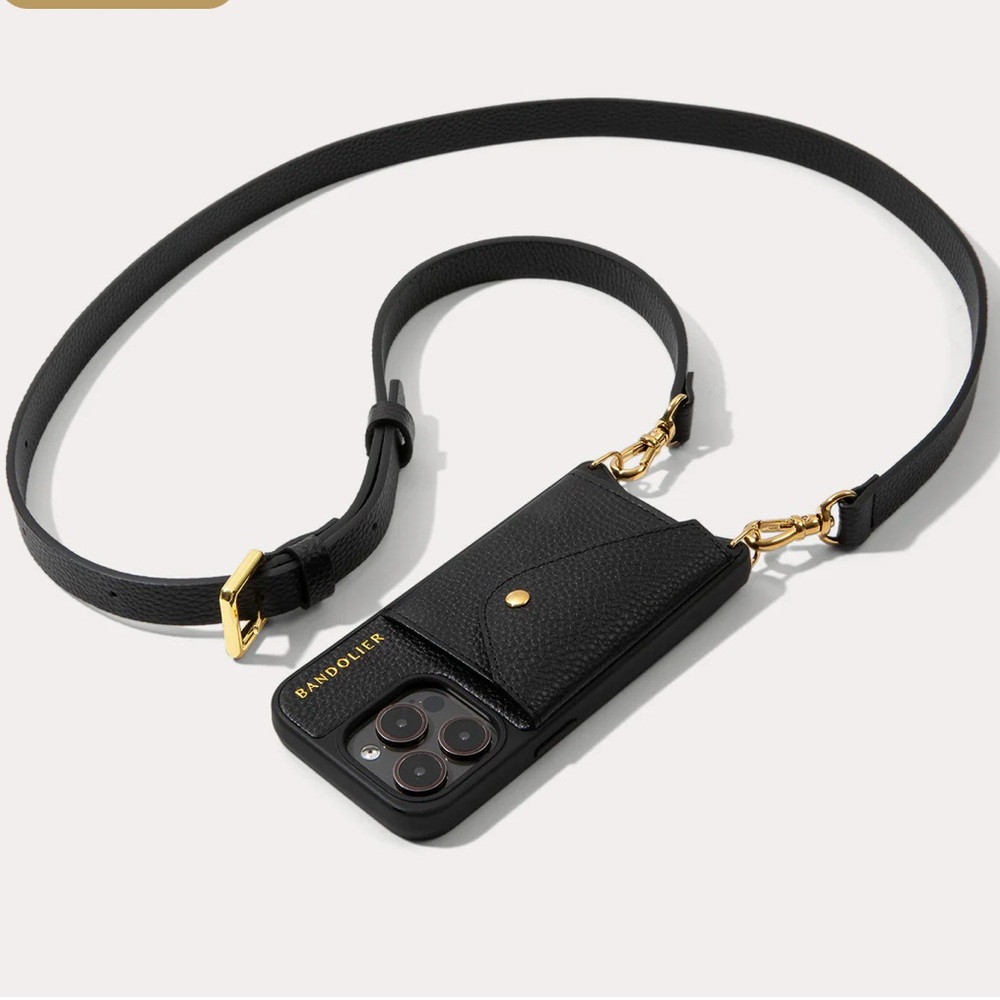 Bandolier | Hailey Crossbody Phone Case in Black/Gold | iPhone 15 Pro Max